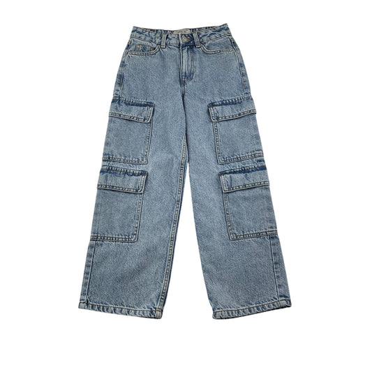 New Look jeans 8-9 years light blue wide leg combat style cotton