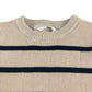 M&S jumper 10-11 years light beige with black stripes and crewneck cotton