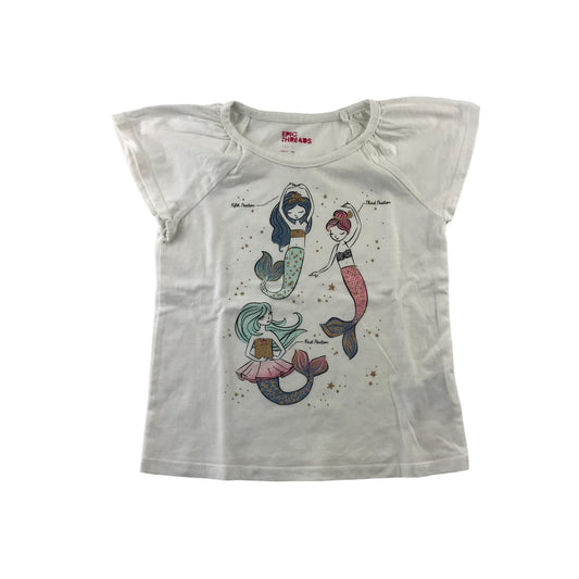 Epic Threads t-shirt 4-5 years white mermaid print pattern short sleeve