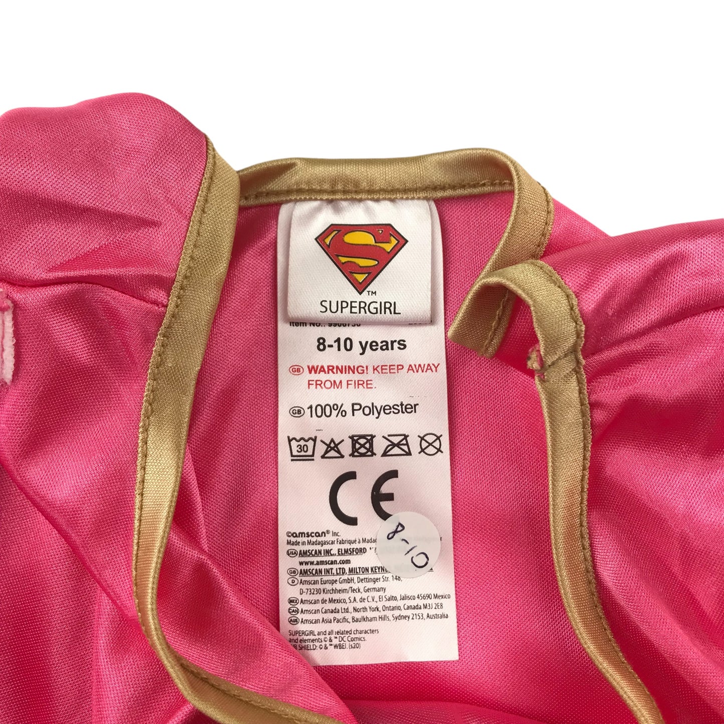 Amscan Costume 8-10 years Pink Supergirl dress