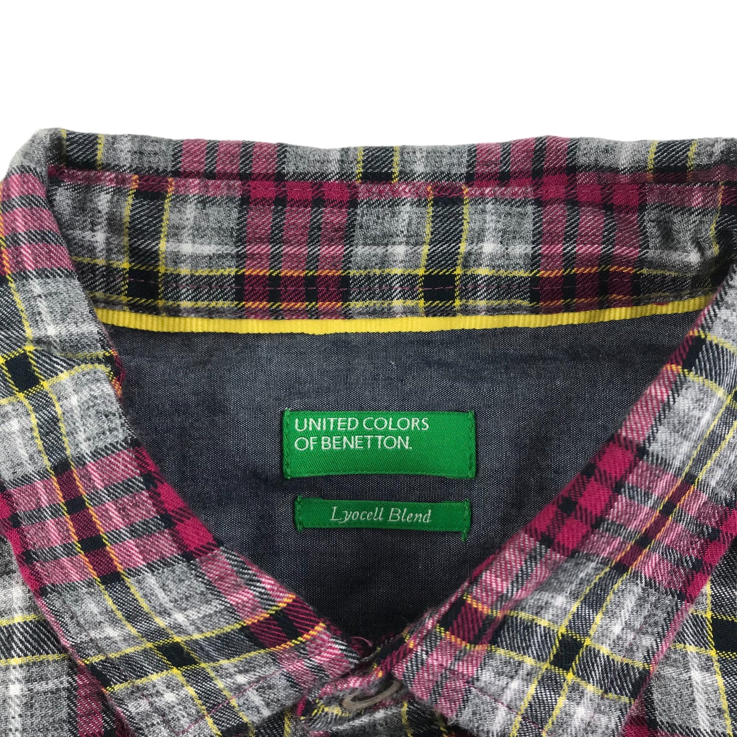 Benetton Shirt Size S Red Checked Long Sleeve Button Up