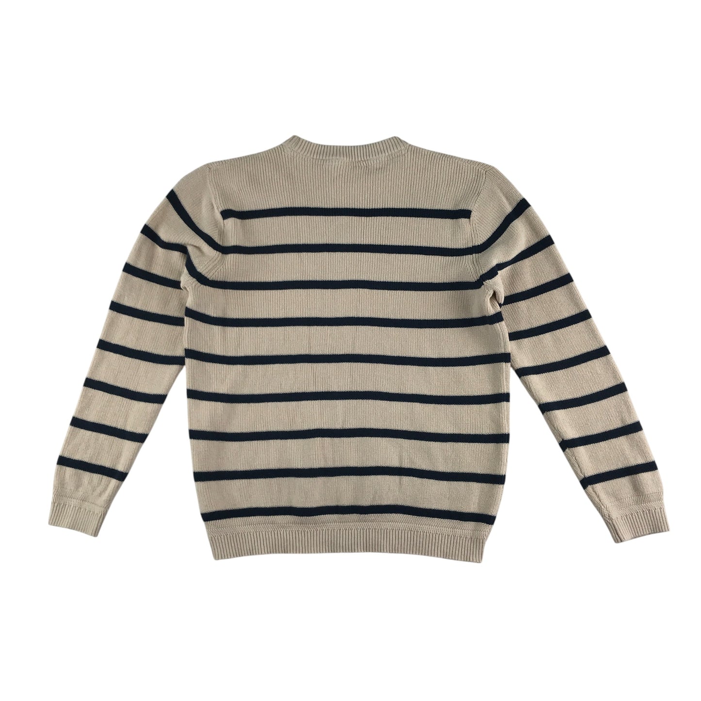M&S jumper 10-11 years light beige with black stripes and crewneck cotton