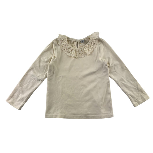 Tu t-shirt 4-5 years cream white long sleeve lace collar