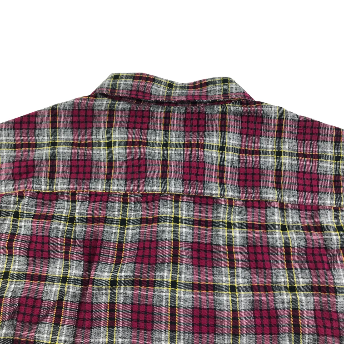 Benetton Shirt Size S Red Checked Long Sleeve Button Up