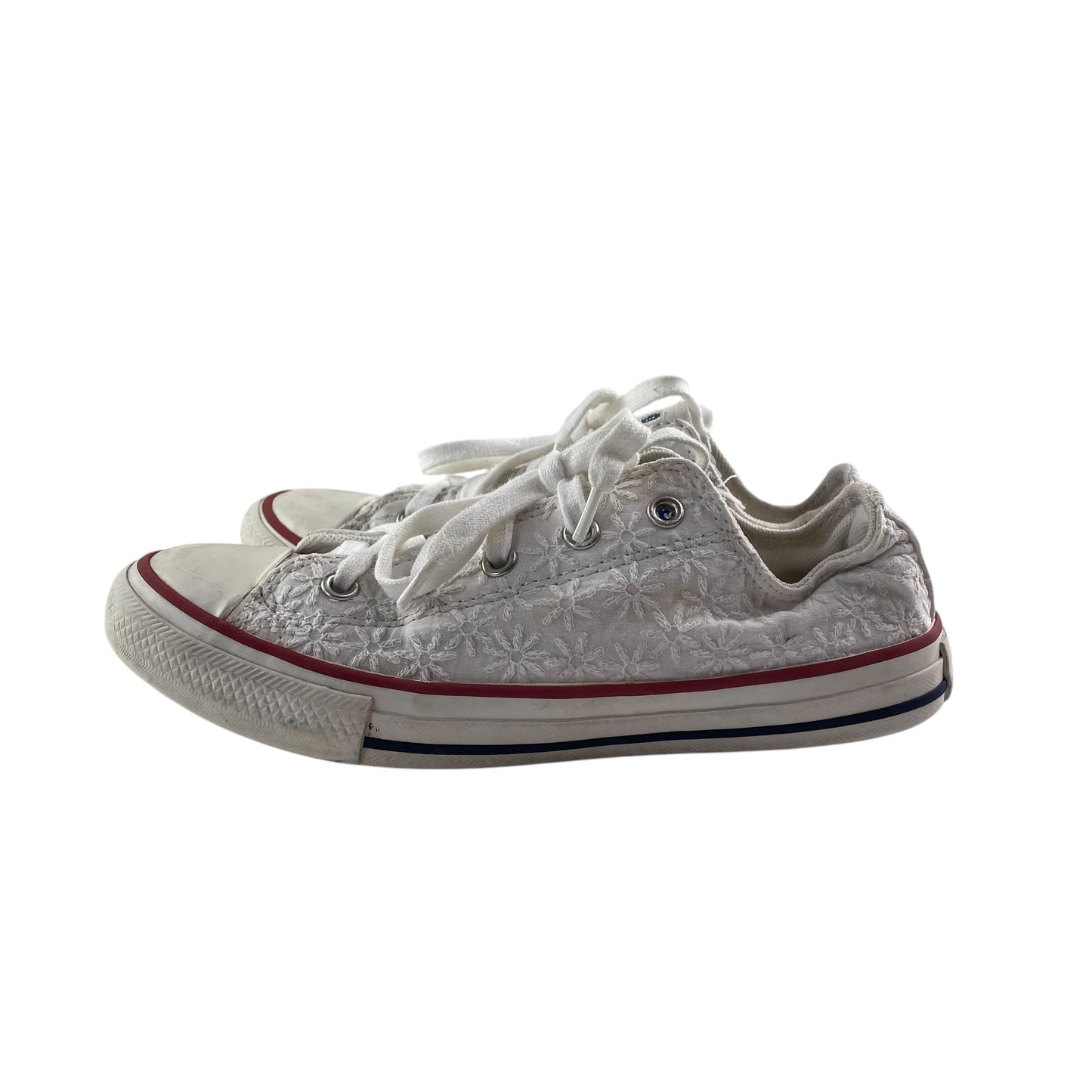 Converse All Star trainers shoe size UK 1.5 white embroidered low tops with laces