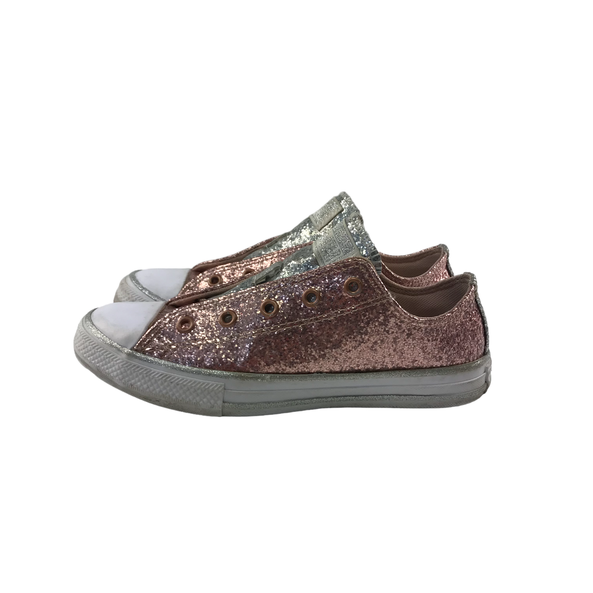 Converse All Star Trainers Shoe Size 2 Pink Sparkly Missing Laces ApparelXchange CIC