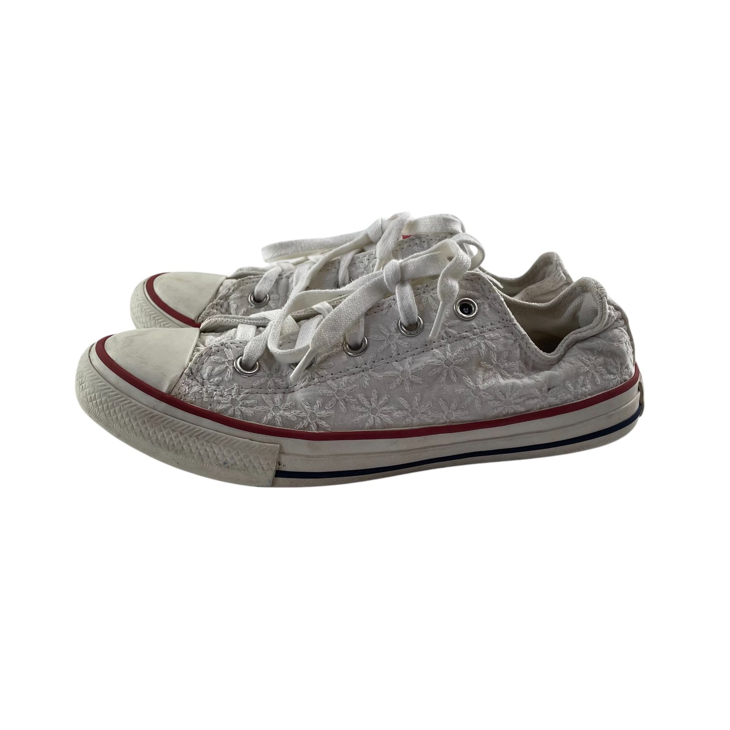 Converse All Star trainers shoe size UK 1.5 white embroidered low tops with laces