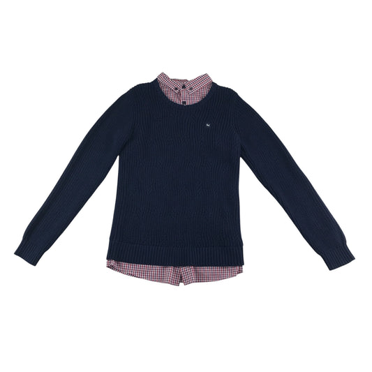 Maine jumper 11-12 years navy combined jumper and shirt with logo cotton