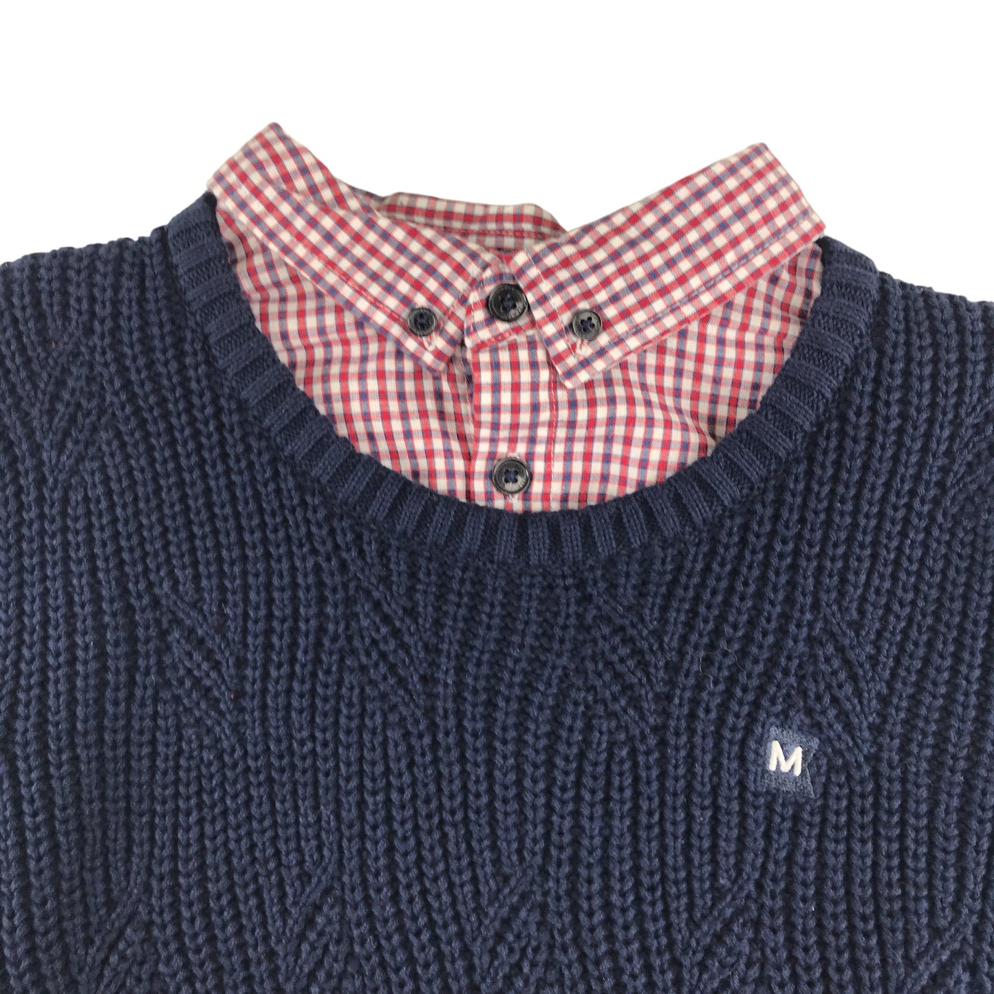 Maine jumper 11-12 years navy combined jumper and shirt with logo cotton