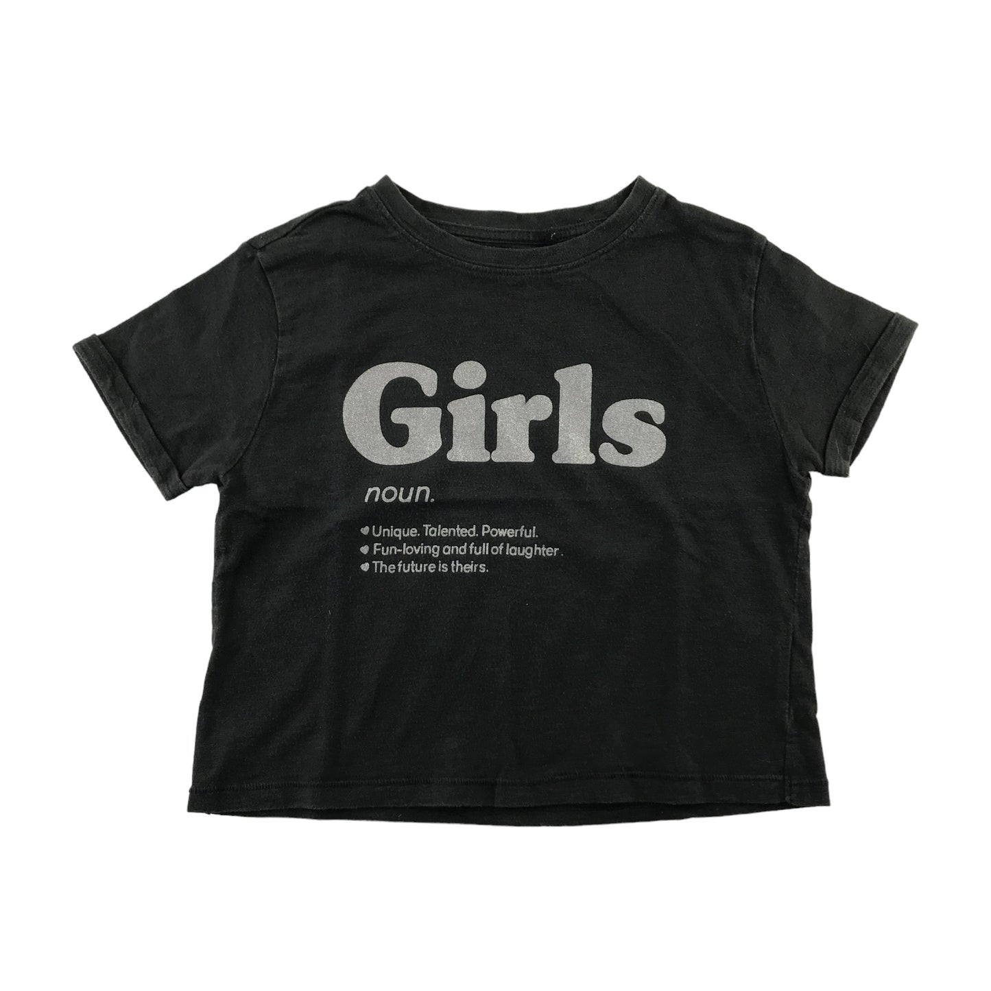 Next t-shirt 4-5 years charcoal cropped short sleeve GIRLS cotton