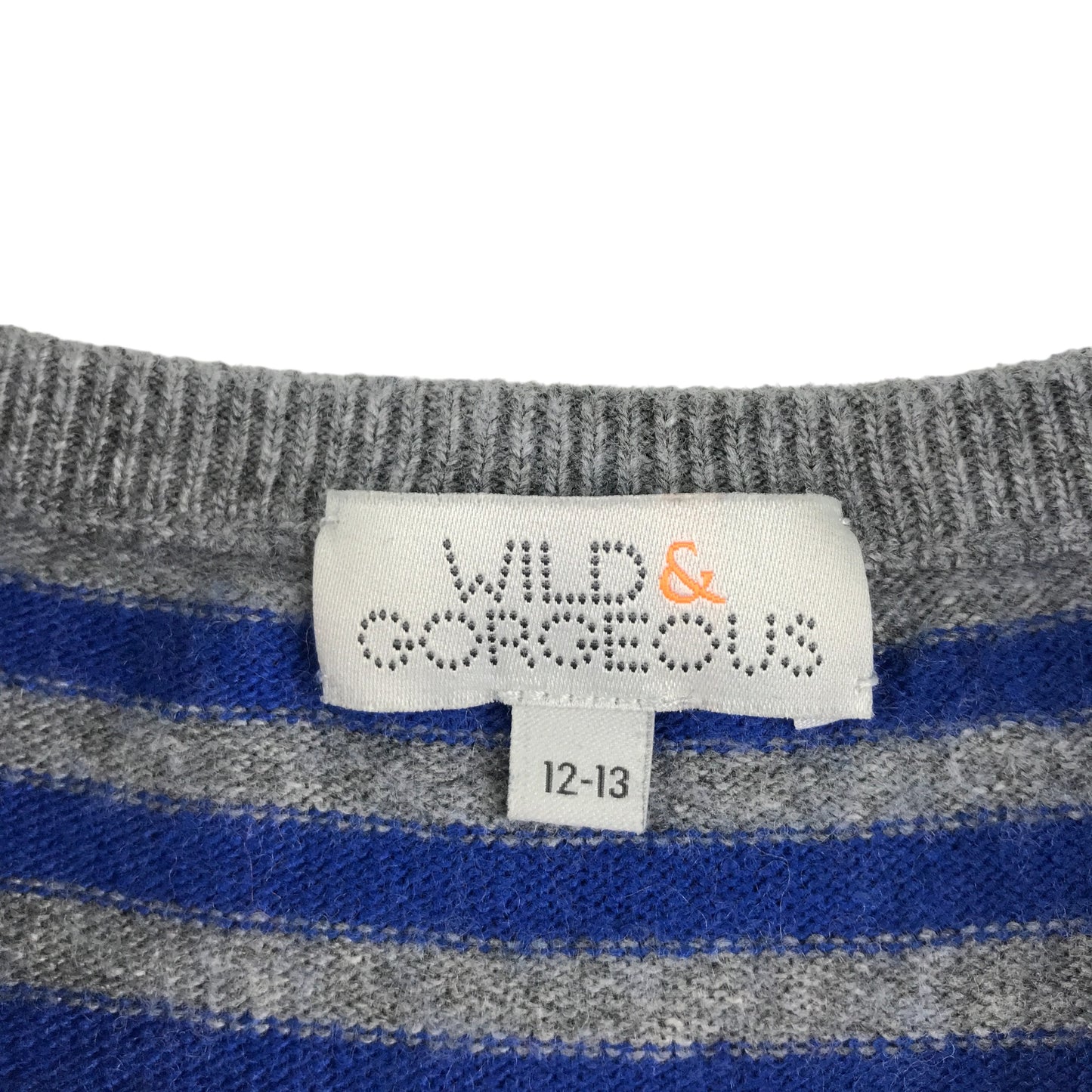 Wild Gorgeous jumper 12-13 years grey black and blue stripy