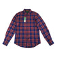 Benetton Shirt Size S Blue Red Checked Long Sleeve Button Up