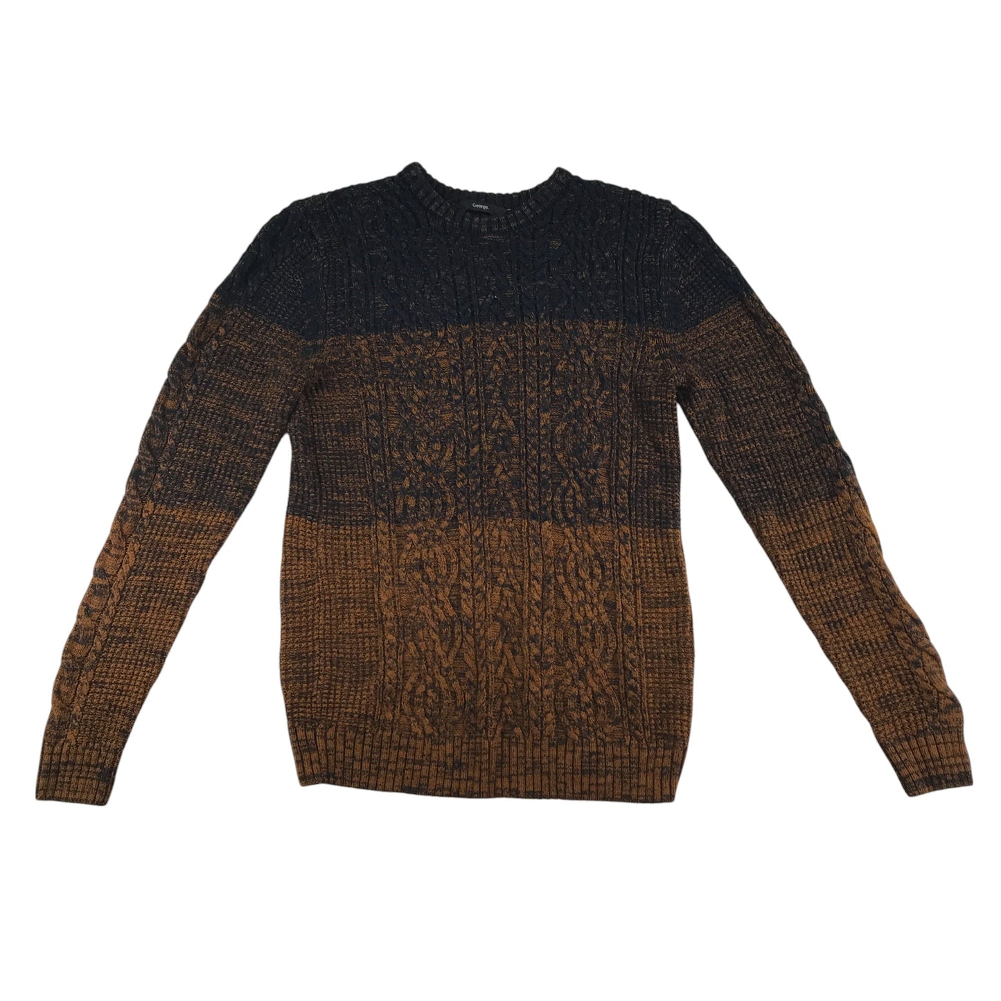 George jumper men's S brown panelled design cable knit
