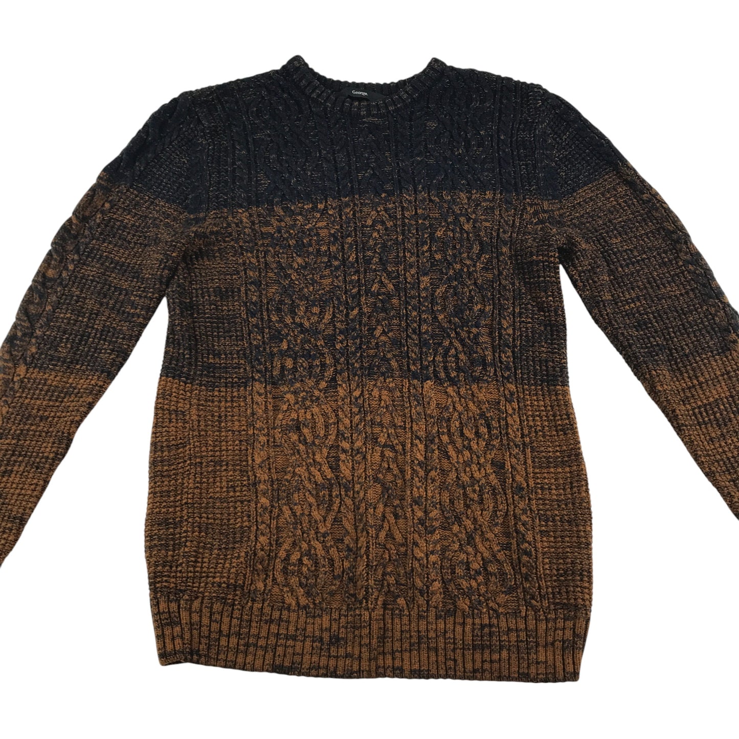 George jumper men's S brown panelled design cable knit