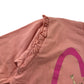 Studio Sweater Age 5 Peachy Pink Text Graphic Frilled Arms Cotton
