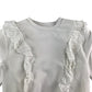 Lindex sweater 11-12 years white crewneck with lace detailing