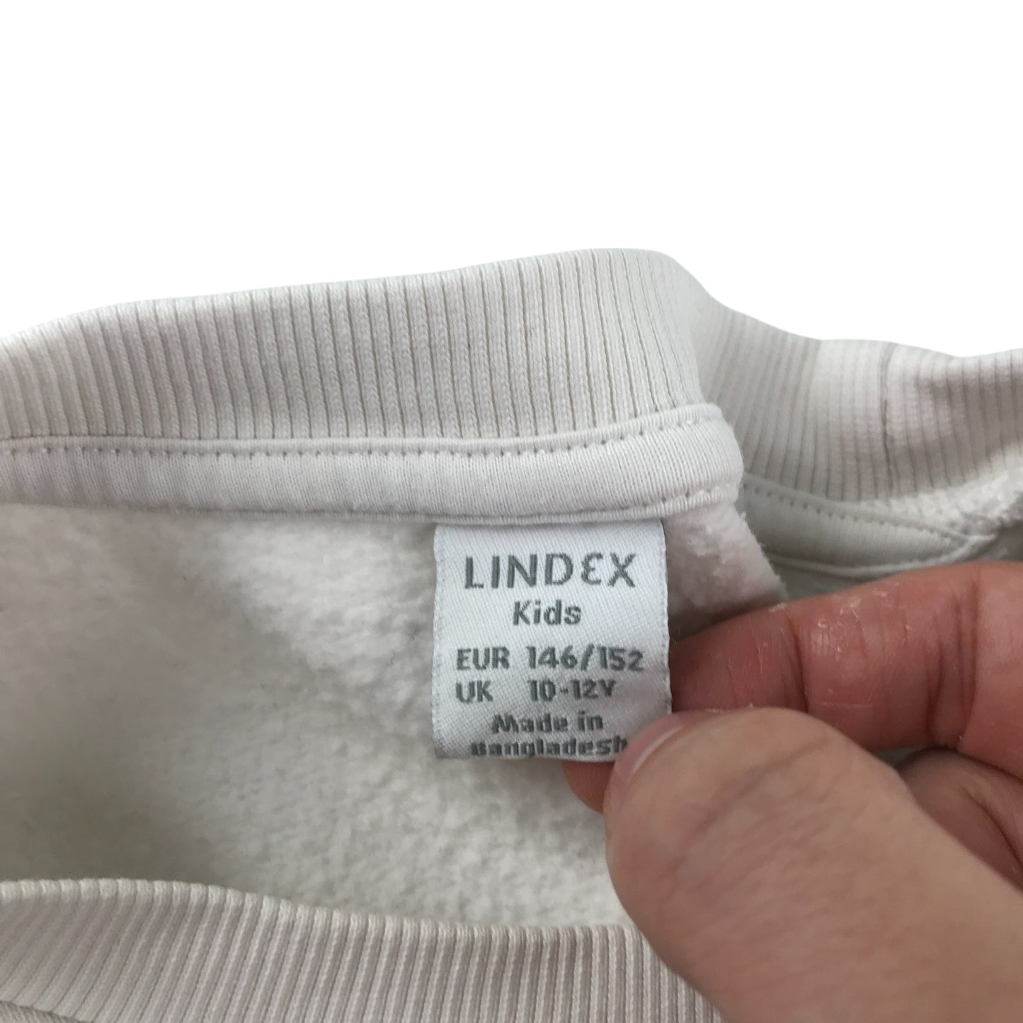 Lindex sweater 11-12 years white crewneck with lace detailing