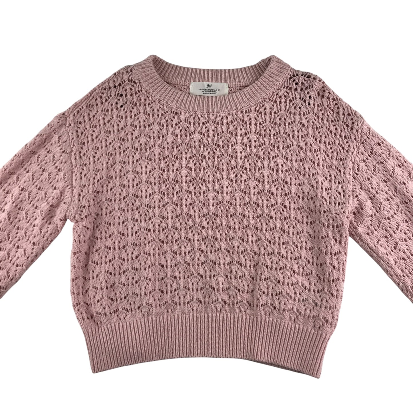 H&M sweater 11-12 years pink crewneck knitted jumper cotton