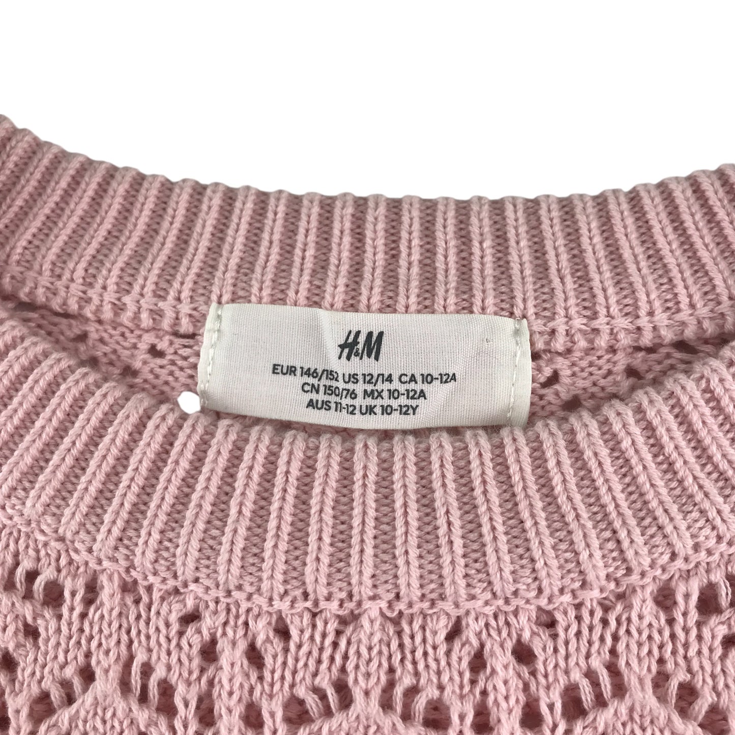 H&M sweater 11-12 years pink crewneck knitted jumper cotton