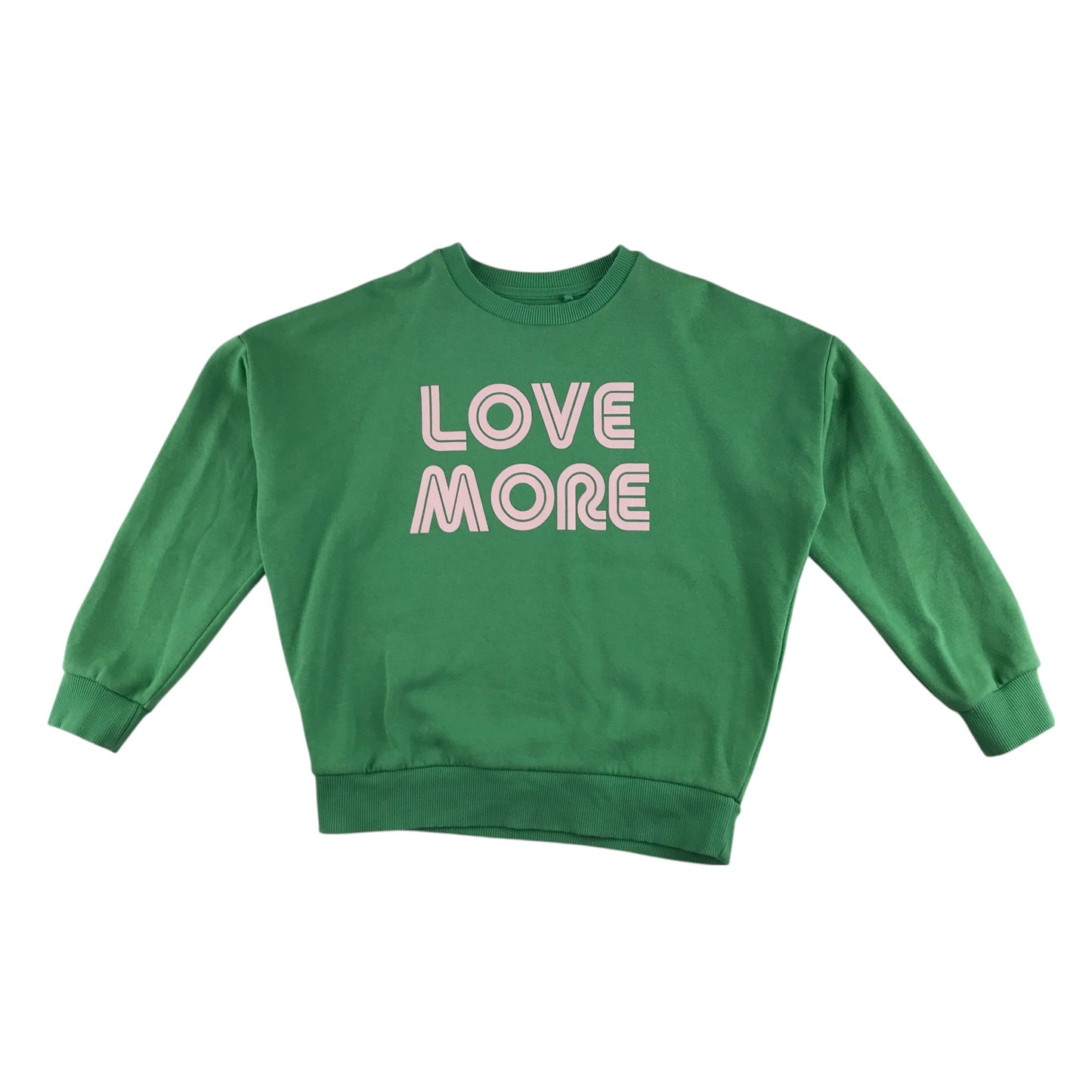 F&F sweater 10-11 years green crewneck text graphic design