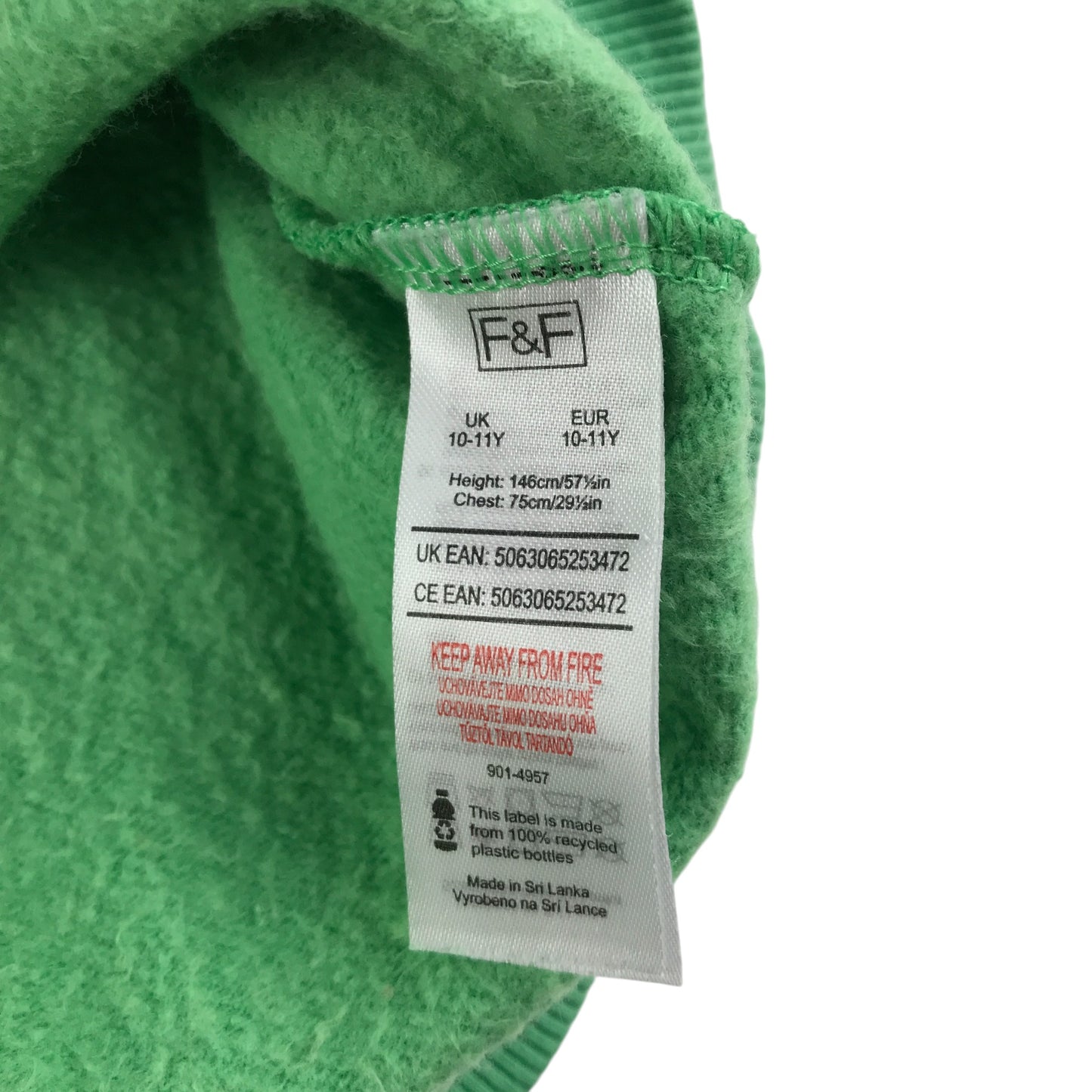 F&F sweater 10-11 years green crewneck text graphic design