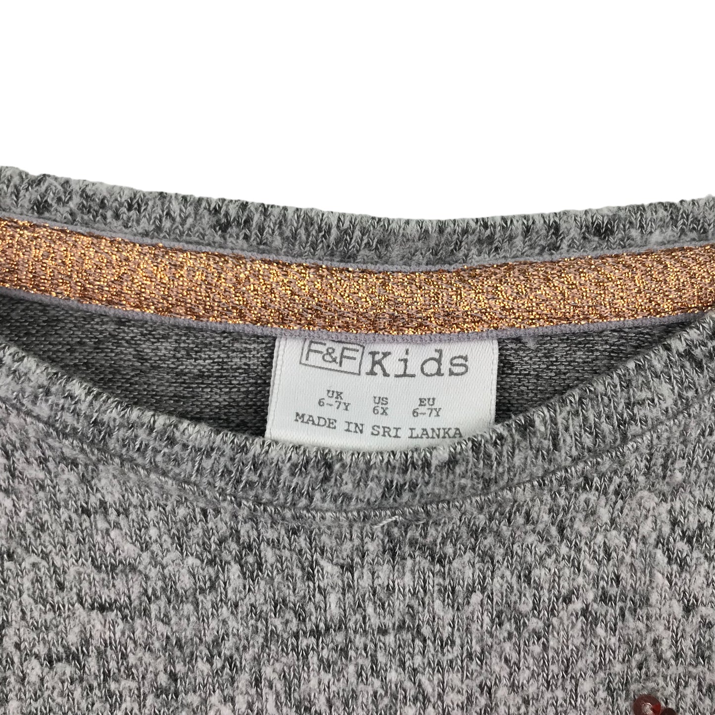 F&F Jumper Age 6 Light Grey with Sequin Unicorn and Text Graphic