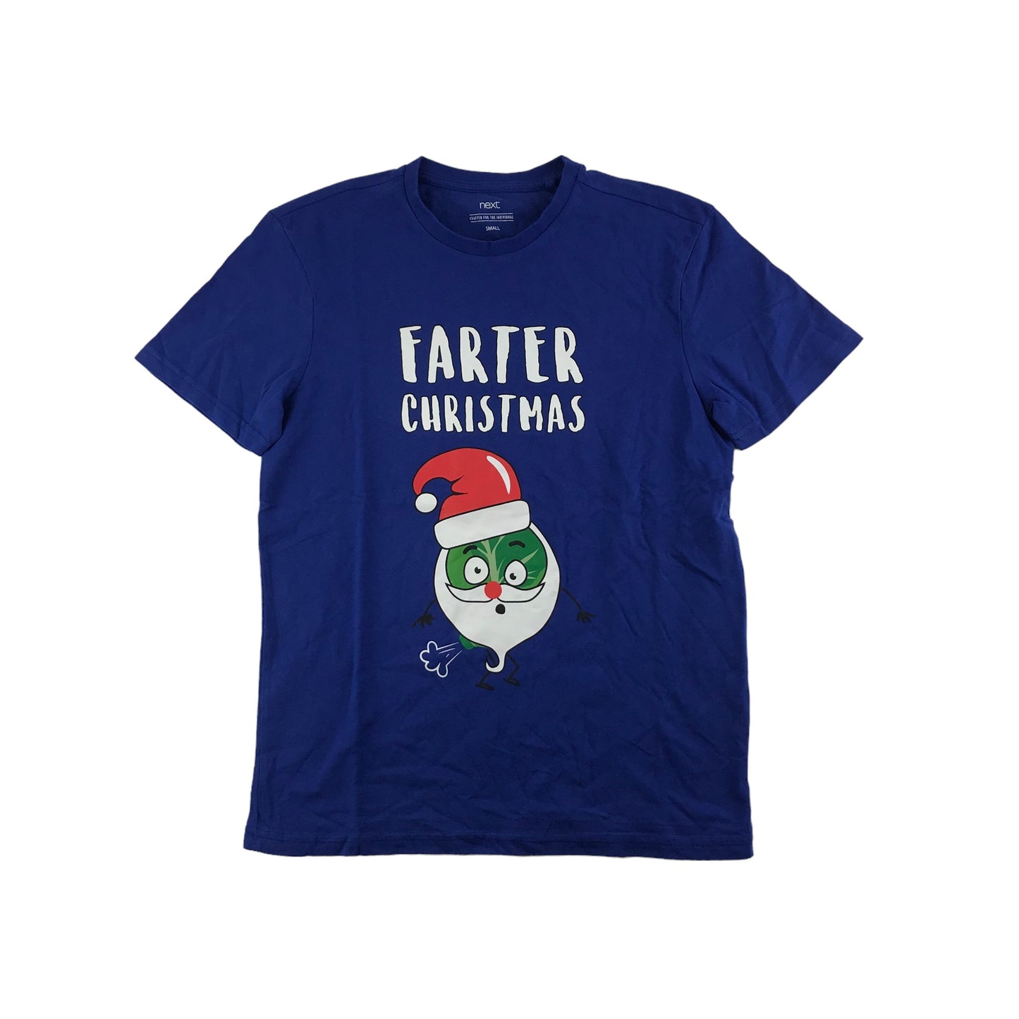 Next Christmas T-shirt Size S Blue Farter Christmas Sprout Short Sleeve