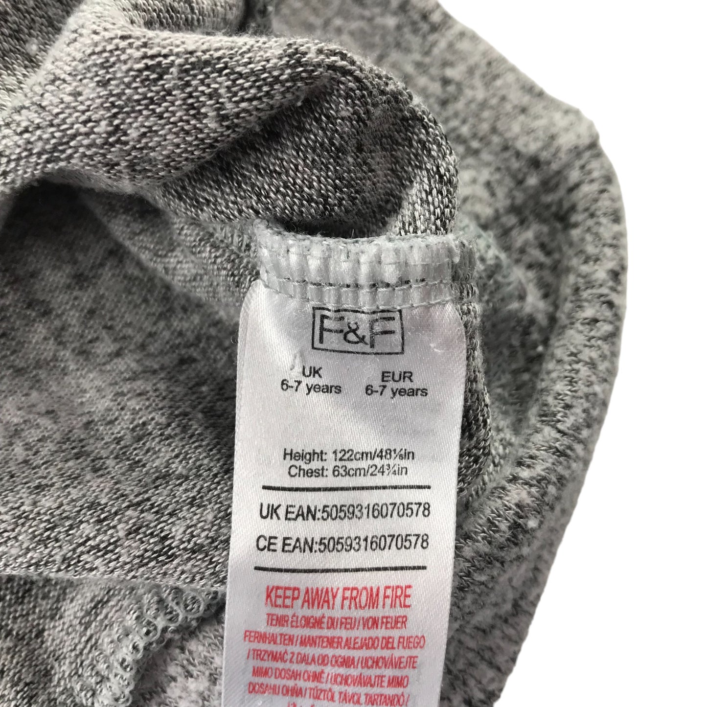 F&F Jumper Age 6 Light Grey with Sequin Unicorn and Text Graphic