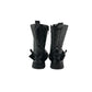 Boots shoe size 9 kids black glossy quilted faux leather calf height