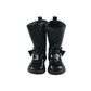 Boots shoe size 9 kids black glossy quilted faux leather calf height