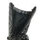 Boots shoe size 9 kids black glossy quilted faux leather calf height