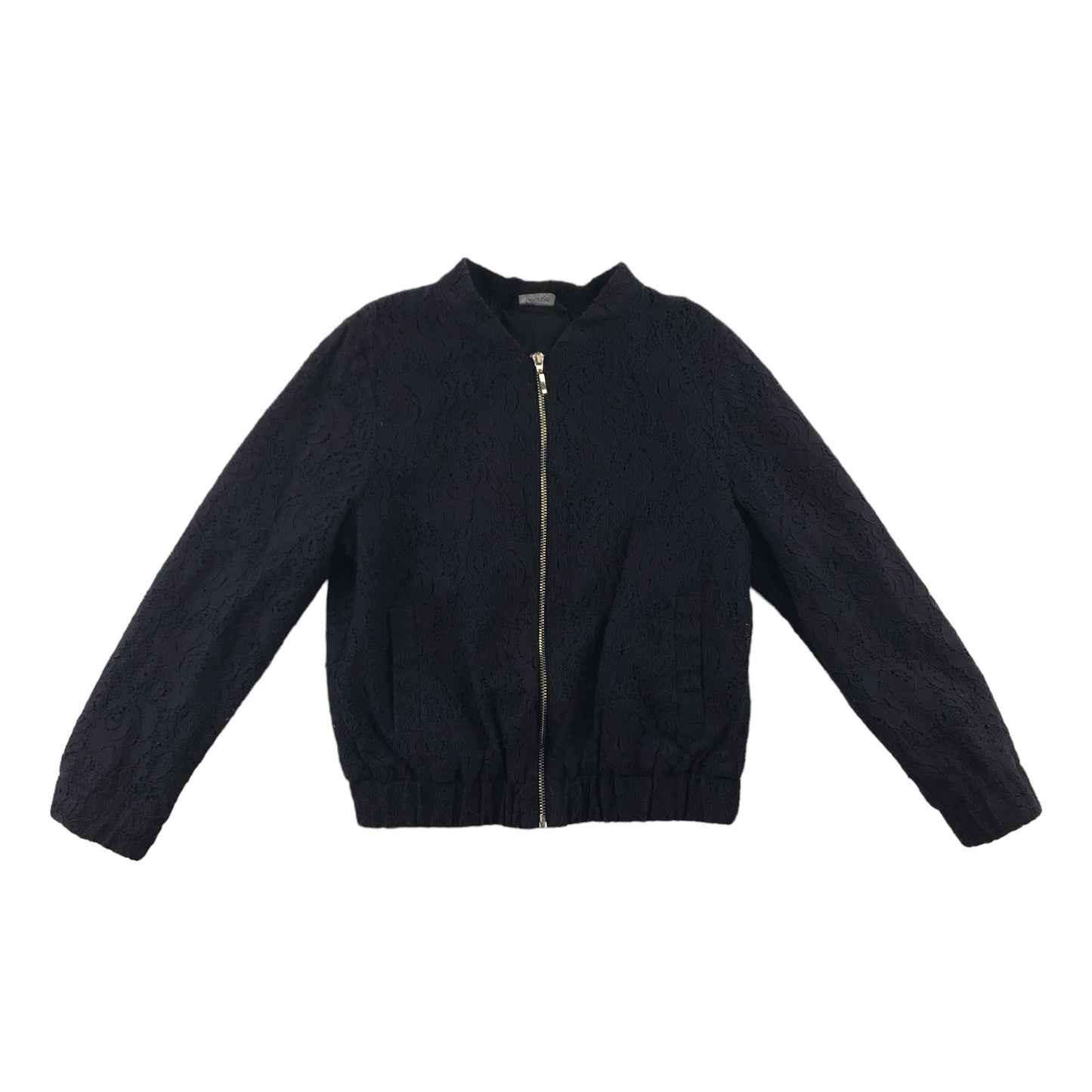 George Sweater Age 7 Navy Bomber Style Floral Lace Design Full Zipper