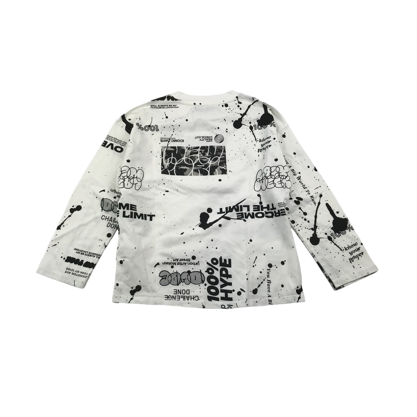 Zara Black and White Mixed Print T-shirt Age 7