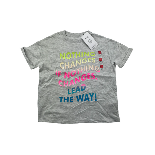 M&S Grey Inspirational Text Print T-shirt Age 8