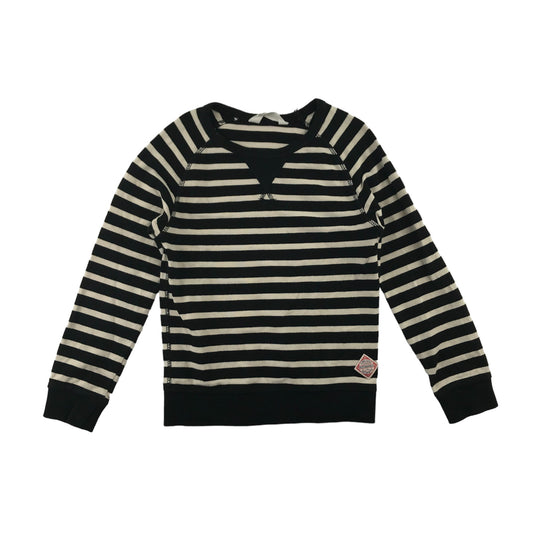 H&M Jumper Age 7 Black and White Horizontal Stripes Cotton