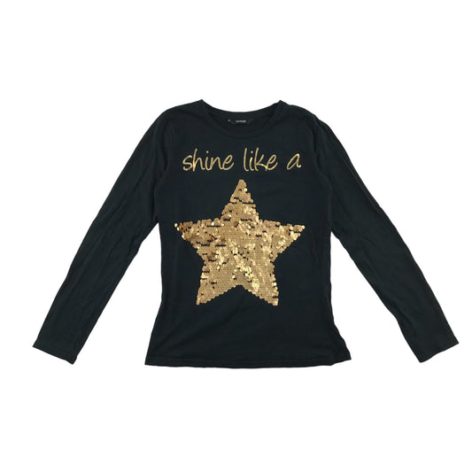 George t-shirt 10-11 years black long sleeve sequin star