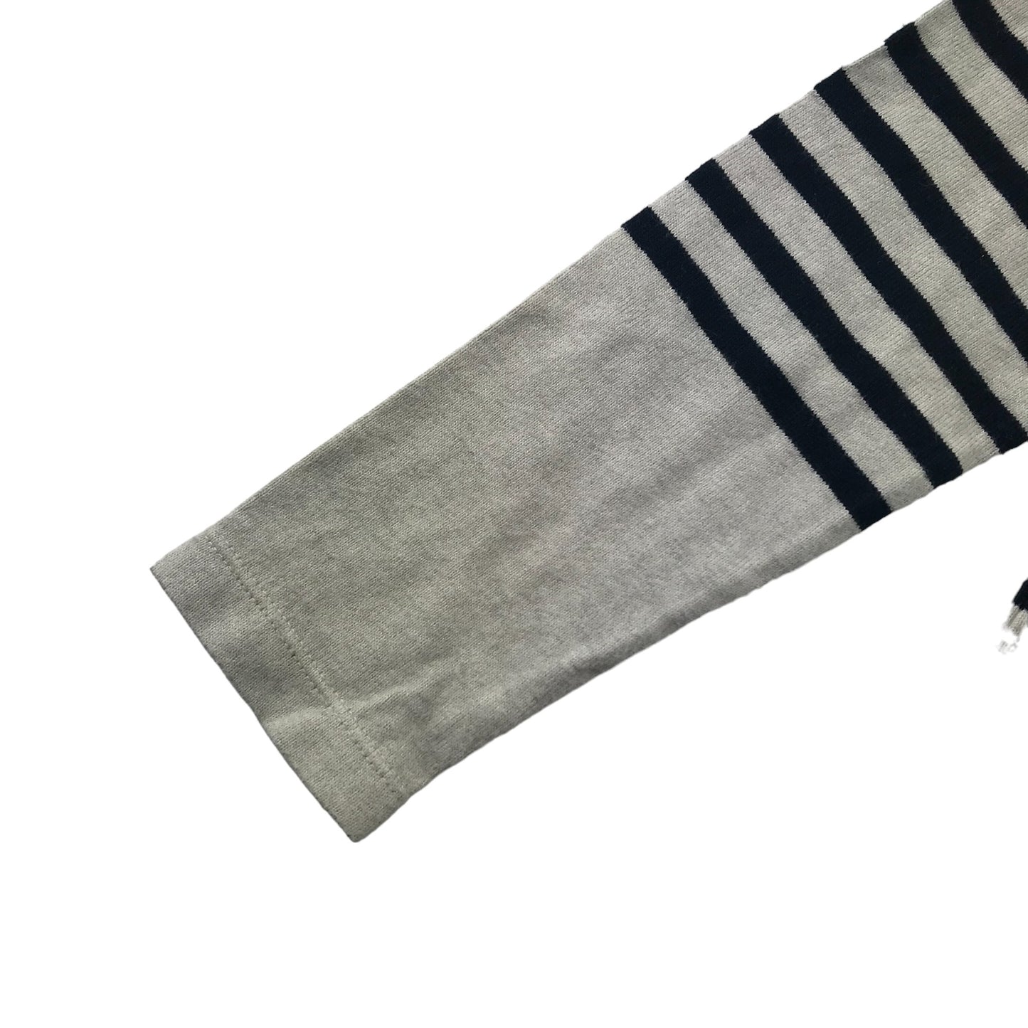 Uniqlo Jumper Age 7 Grey With Black Stripes Over Chest Cotton