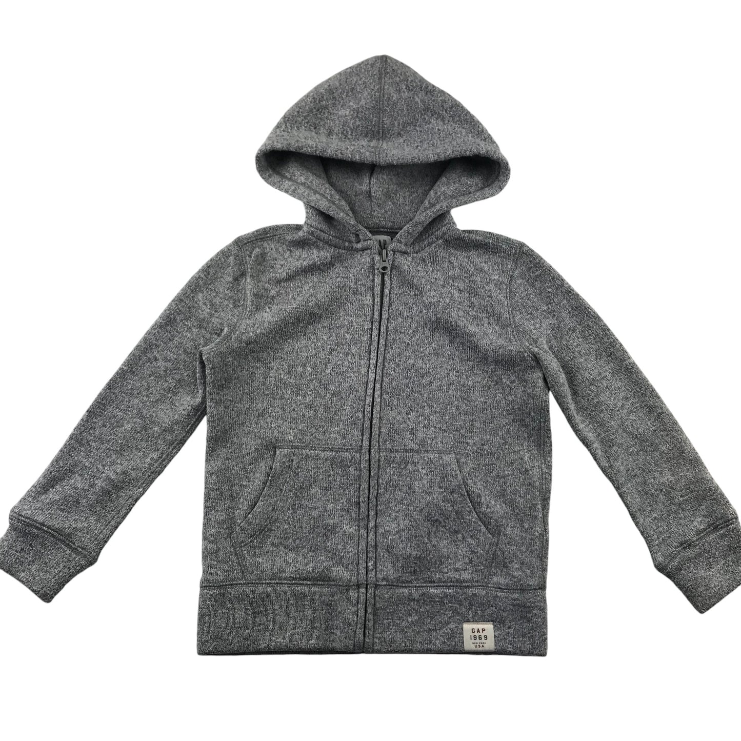 GAP fleece hoodie 6-7 years light grey hooded full zipper