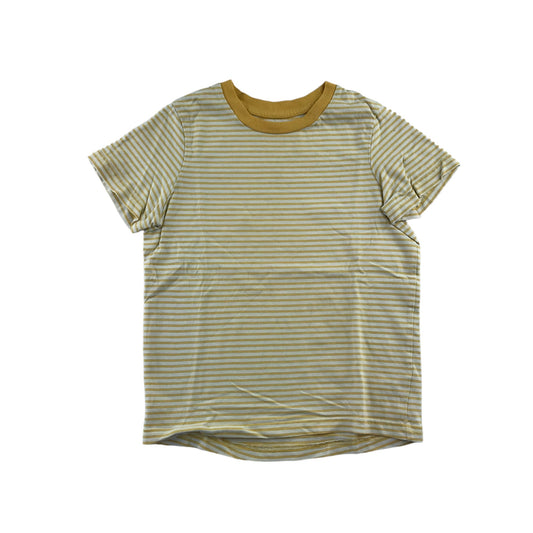 Nutmeg t-shirt 5-6 years yellow and white stripy short sleeve cotton