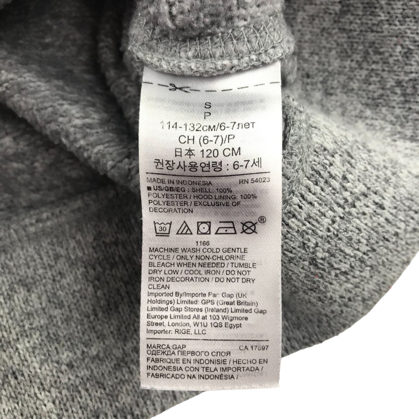 GAP fleece hoodie 6-7 years light grey hooded full zipper