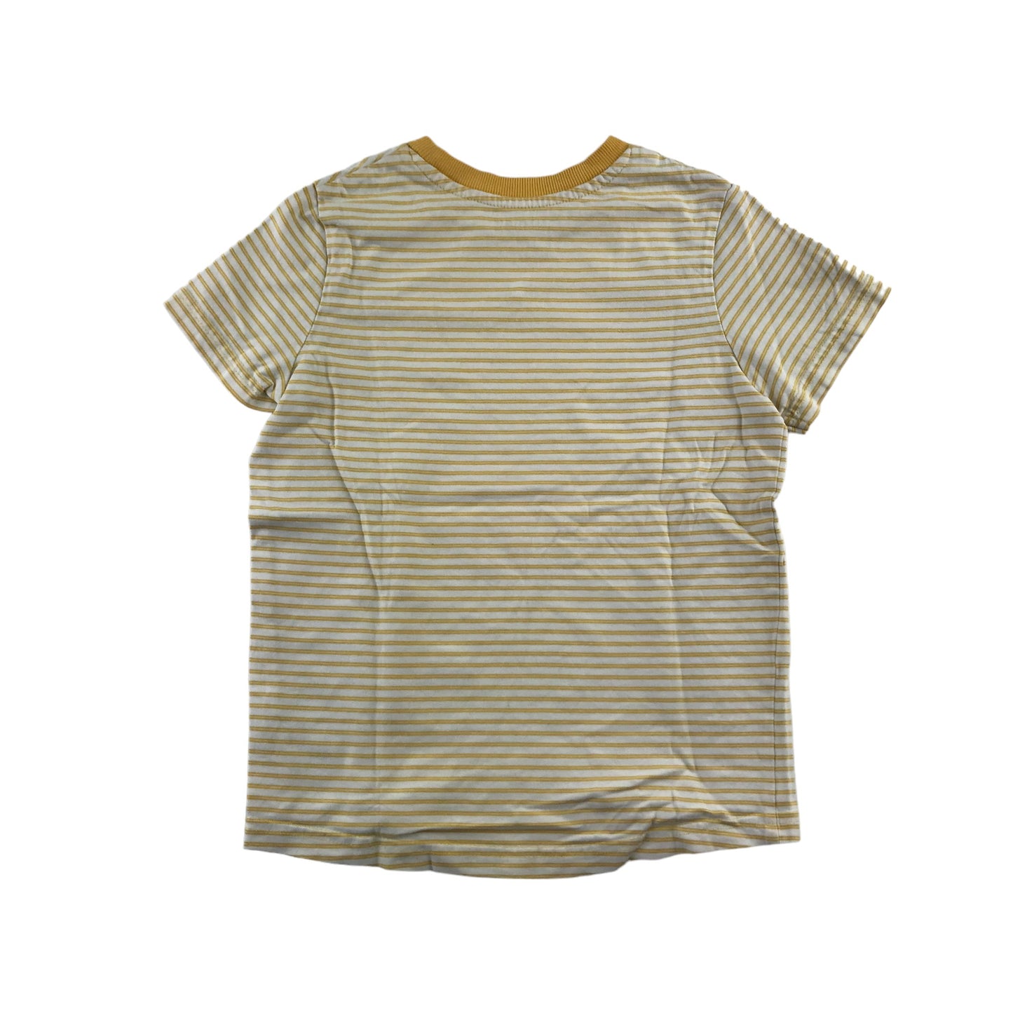 Nutmeg t-shirt 5-6 years yellow and white stripy short sleeve cotton