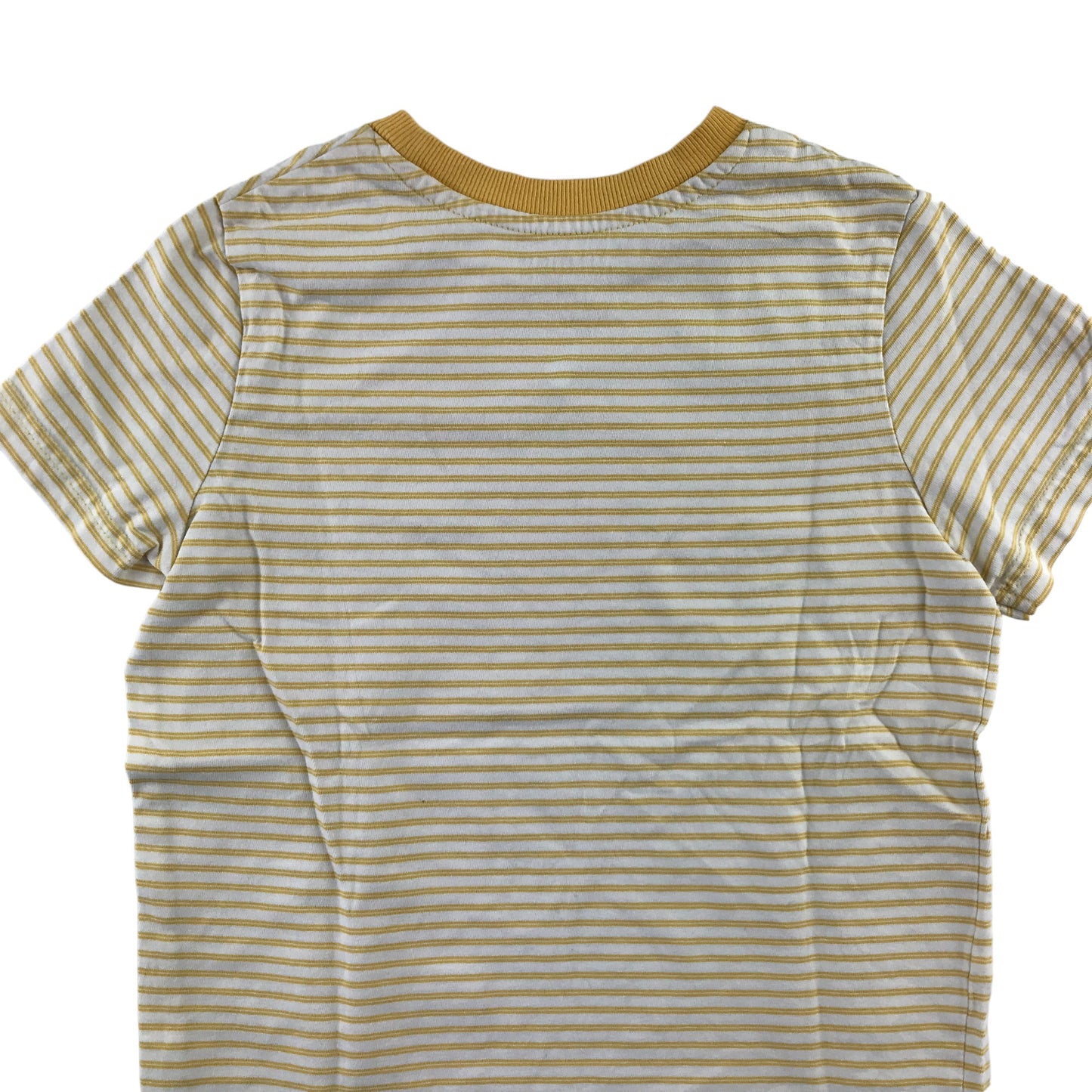 Nutmeg t-shirt 5-6 years yellow and white stripy short sleeve cotton