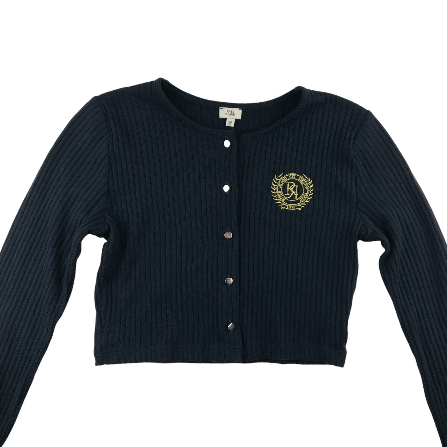 River Island Cardigan Age 11 Navy Cropped with Stripy texture