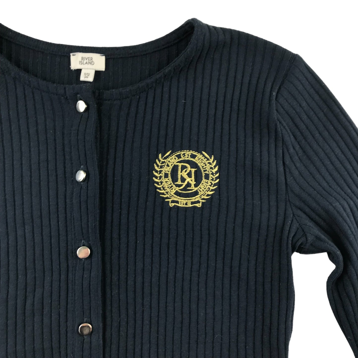 River Island Cardigan Age 11 Navy Cropped with Stripy texture