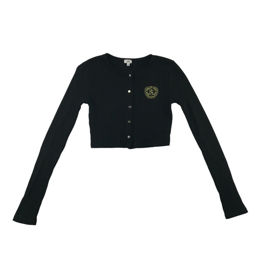 River Island Cardigan Age 11 Black Cropped with Stripy texture