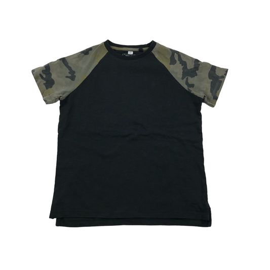 Next Black Green Camo Sleeve T-shirt Age 9