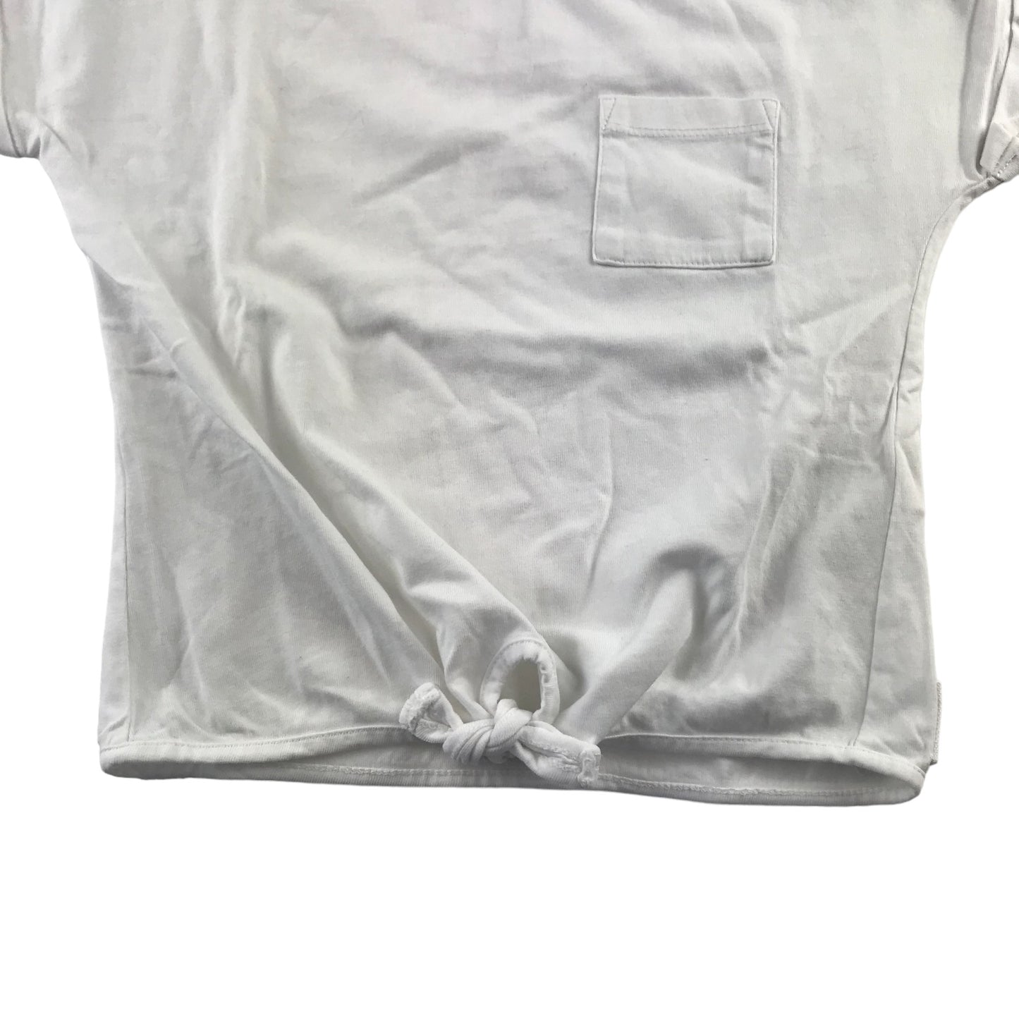 Fatface t-shirt 5-6 years white plain knot detail short sleeve cotton