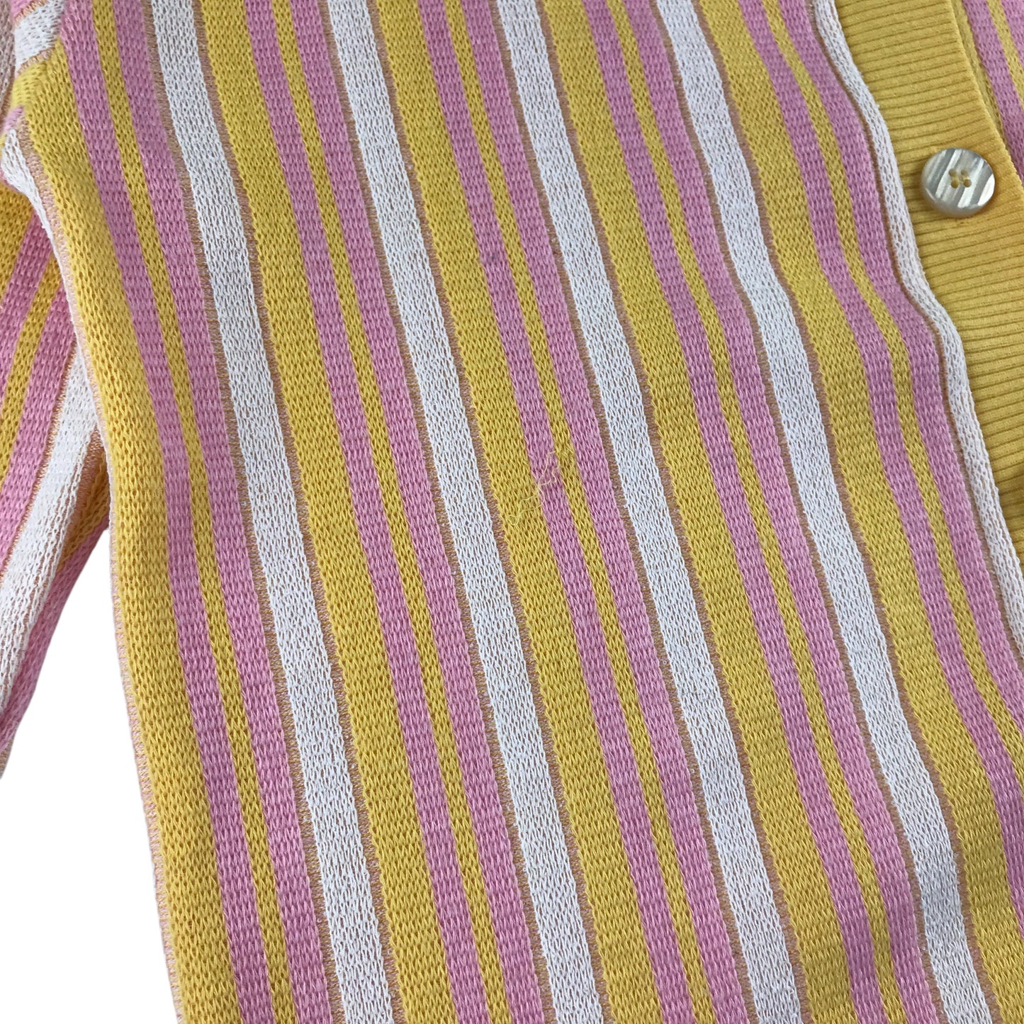 Zara cardigan women's size S pink and yellow stripy button up with collars