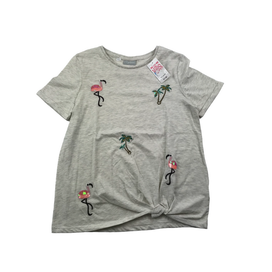 Matalan Grey Flamingo T-shirt Age 12