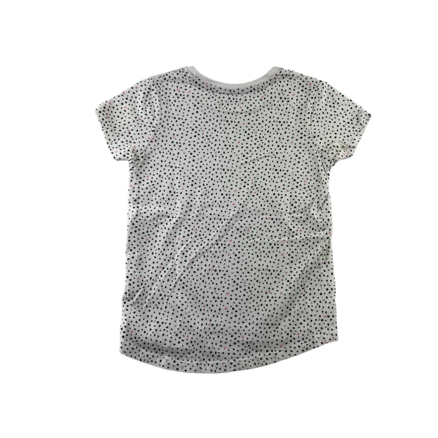 Nutmeg t-shirt 5-6 years white spot and love heart print pattern cotton